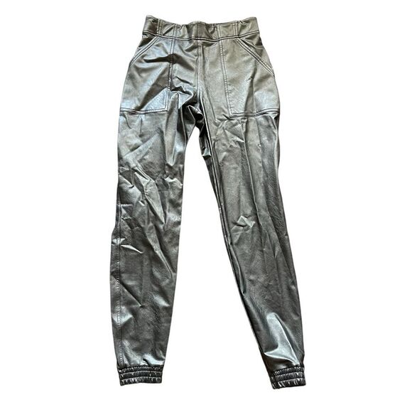 Spanx Black Faux Leather Joggers Size Small - Picture 1 of 8